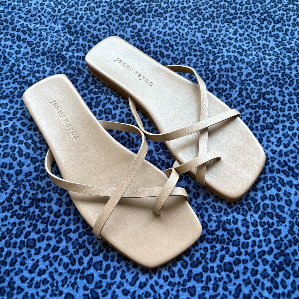 Jenni Kayne Taupe Strappy Slide Sandals Size 38